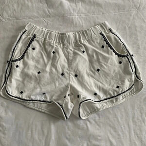 Madewell 100% Linen Aztec Embroidered White Shorts Size Small